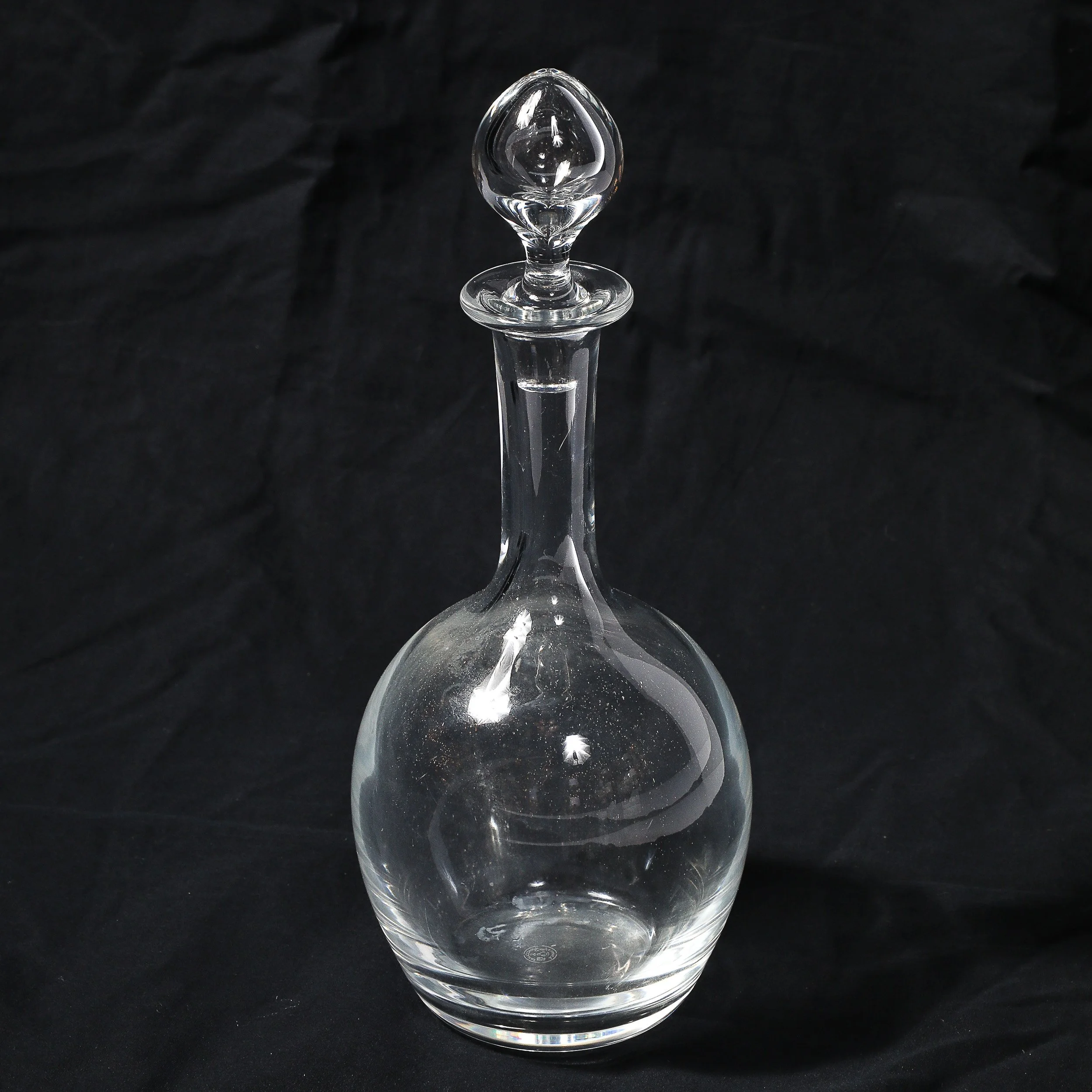 Mid-Century Modernist Crystal Decanter with Drop form Stopper